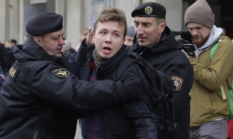 Belarus police detain Roman Protasevich in 2017.
