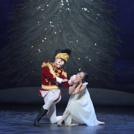 Guilherme Menezes as the Nutcracker and Shiori Kase as Clara in English National Ballet’s production.