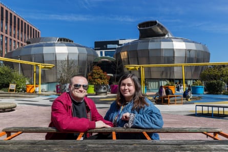 Sheffield Hallam University alumni Louis Binns and Molly Mallette (right) outside the student union building.