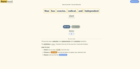 One of the puzzles of Parseword