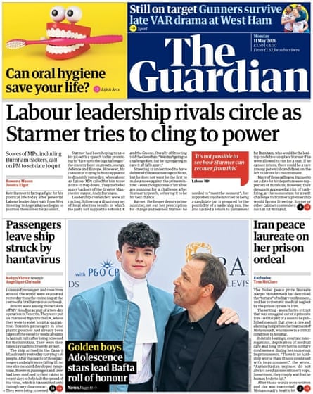 The Guardian front page 11 May 2026