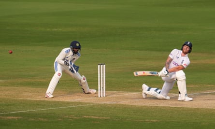 England’s captain, Ben Stokes, plays a sweep