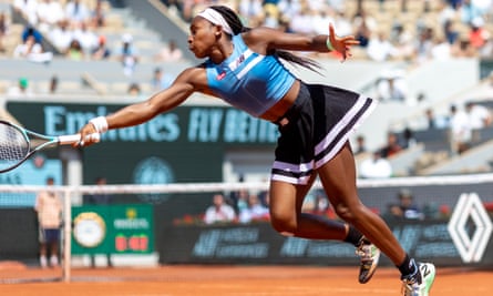 Full stretch: a winning forehand at the French Open in June 2023.