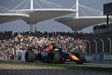 Max Verstappen drives during the sprint qualifying session at the F1 Chinese GP at the Shanghai International Circuit