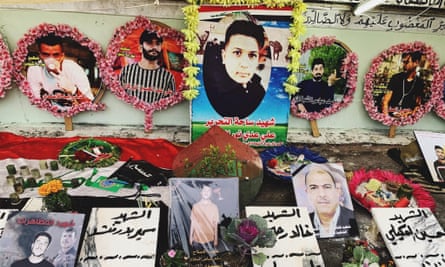 Friends of protesters who were killed by the Iraqi government’s security forces.