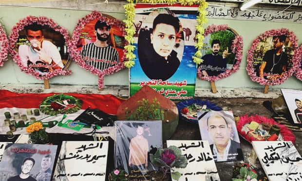 Friends of protesters who were killed by the Iraqi government’s security forces.