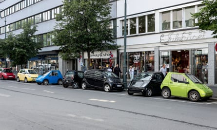 Electric cars parked in Oslo, Norway.