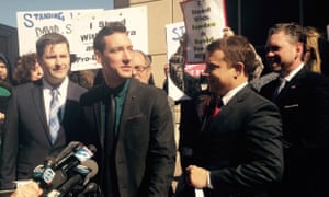 David Daleiden, second from right, maintains he is a journalist and his sting videos were a traditional form of undercover journalism.