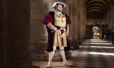 David Smith of Essex, who is a Living History Educator dressing and acting as King Henry VIII.