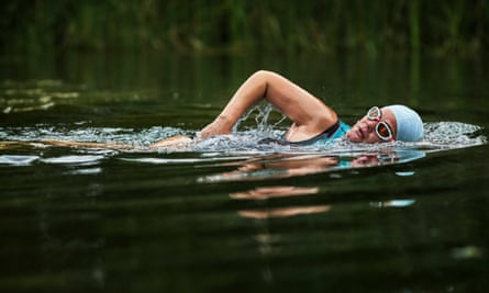 Alexandra Heminsley swimming  in the Arun.