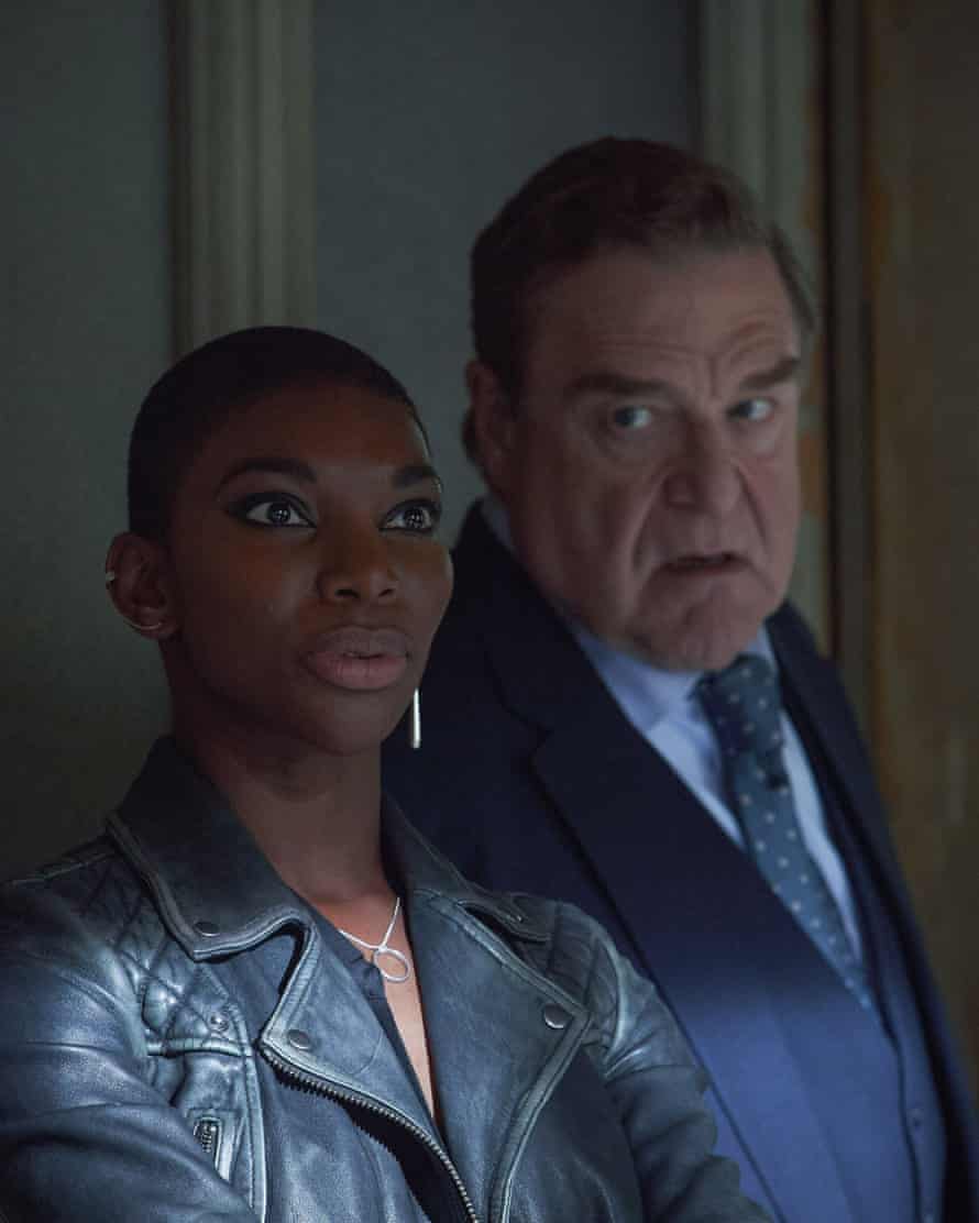 Michaela Coel in Black Earth Rising with John Goodman.