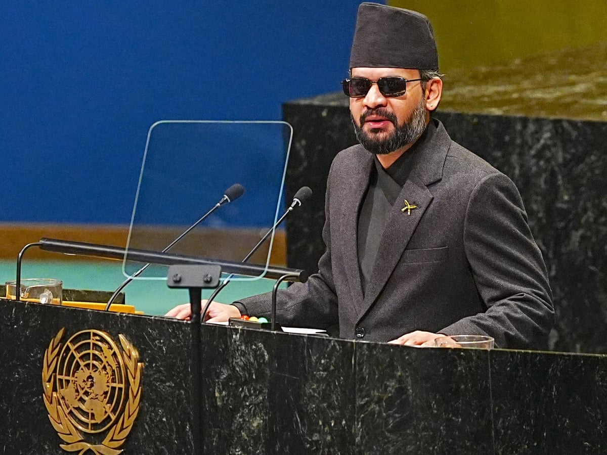 Nepal's PM says flash flood was 'warning to world' as he scolds leaders at UN over climate change | Nepal-Tibet flood disaster | The Guardian