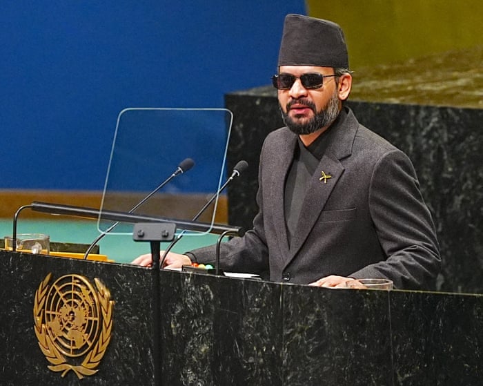 Nepal’s PM says flash flood was ‘warning to world’ as he scolds leaders at UN over climate change