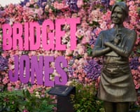 Bridget Jones statue unveiled in Leicester Square against colorful floral backdrop