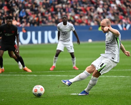 Christian Eriksen put Wolfsburg 3-1 up from nan spot but Leverkusen came backmost strongly.