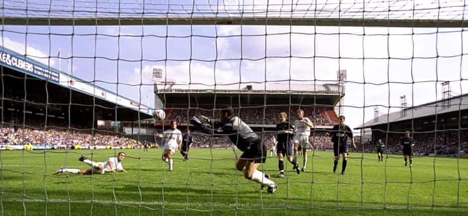 The battle for Wimbledon: realpolitik versus romance in football | AFC Wimbledon 3 The Wimbledon keeper Neil Sullivan saves from Chelsea’s Dennis Wise in the Premiership in August 1999 in front of a crowd of 22,167 at Selhurst Park