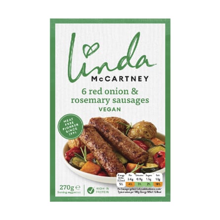 A packet of Linda McCartney’s 6 Vegetarian Red Onion & Rosemary Sausages
