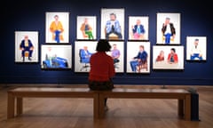 Life drawings by David Hockney on display at the new exhibition of his work at the National Portrait Gallery  in London