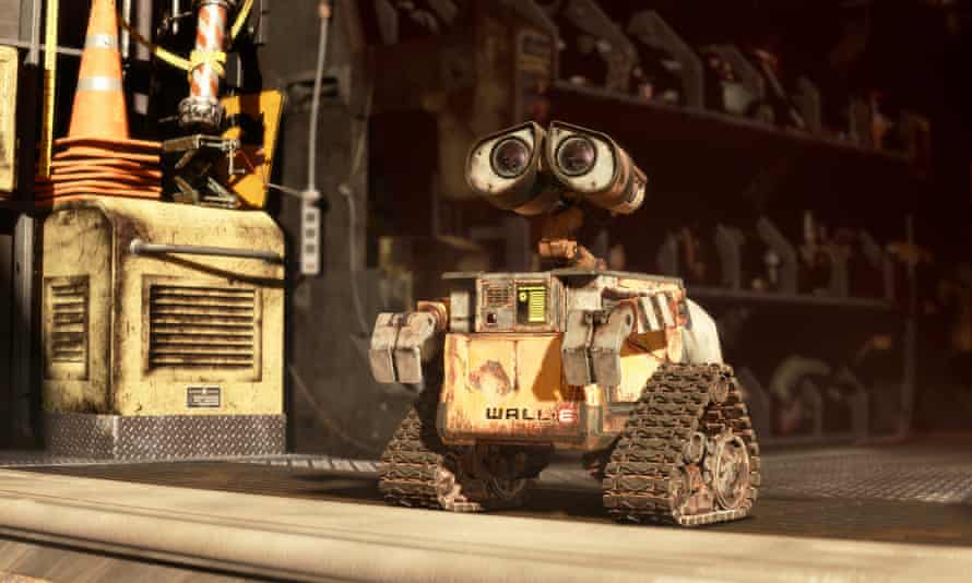 scene from the Pixar film with Wall-E gazing outward