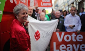 Gisela Stuart with the Brexit battle bus