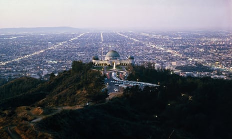 Los Angeles’ Griffith observatory and the city in 1964.