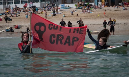 Get the message: campaigning on the beach in Falmouth.