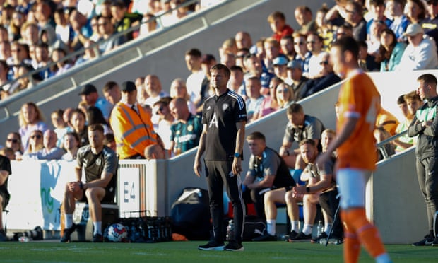 Premier League 2022-23 preview No 10: Leeds | Soccer 4 Jesse Marsch watches on during Leeds’ friendly at Blackpool in early July.