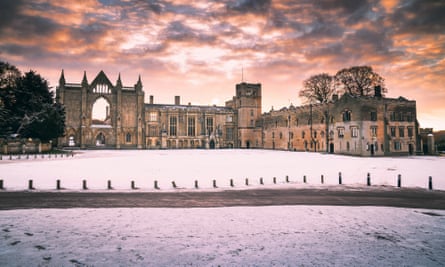 Newstead Abbey in the snow.