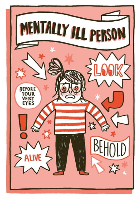 ‘mentally ill person’ and arrows pointing.