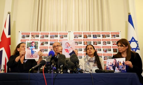 Family members of British-Israeli kidnap victims in London.