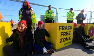 Campaigners Block Work at Fracking Site in Lancashire, UK<br>Volunteer campaigners, from areas facing fracking across the UK, block the entrance to the Preston New Road fracking site in Lancashire, England, with Greenpeace UK.