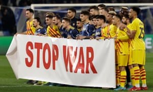 Russia-Ukraine crisis: Barcelona and Napoli players held a banner that read "STOP WAR" before the Europa match