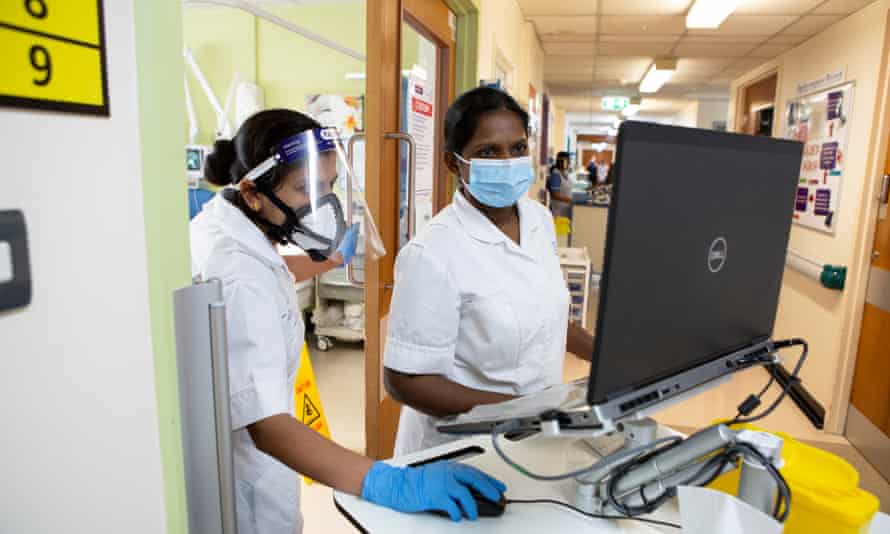 Staff nurses at work in the Covid ward at the Royal Preston hospital