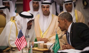 Barack Obama and the crown prince of Abu Dhabi in Riyadh