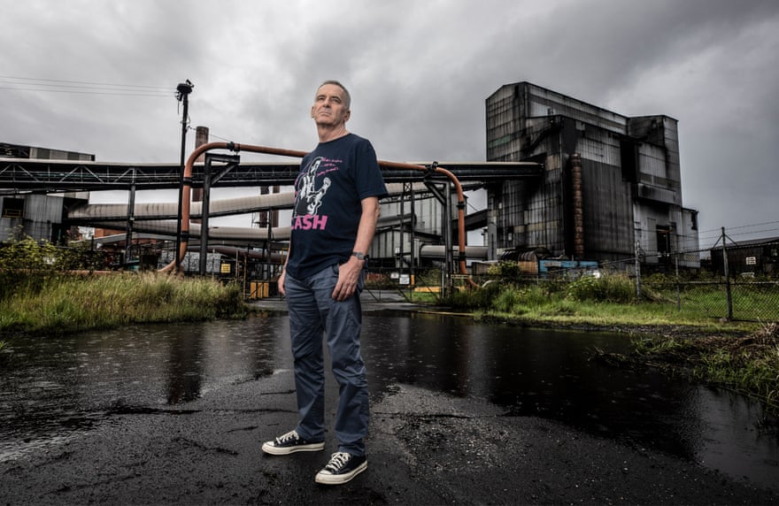 Michael Samaras in front of steelworks at Port Kembla.