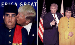 The meme picturing Donald Trump with cult leader Dimas Kanjeng.