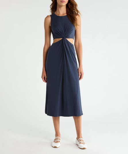 Beyond Yoga Around the World Front Twist Midi Dress