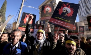 Iranian protesters demonstrate outside Saudi embassy against execution of Shia cleric Sheikh Nimr al-Nimr