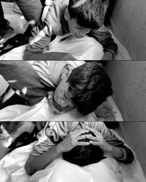 A grieving boy in Gaza