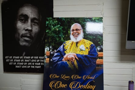 Posters at Bellevue remember musician Bob Marley, who died in 1981, and Prof Hickling, who died in 2020.