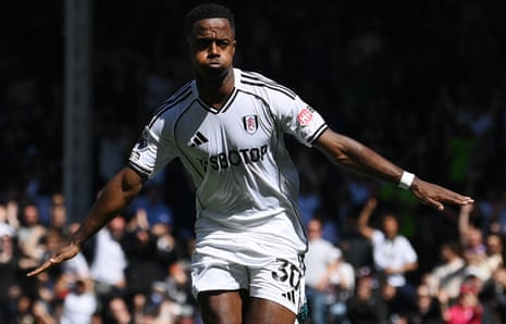 Ryan Sessegnon wheels away in delight after putting Fulham ahead in their Premier League match against Aston Villa at Craven Cottage.