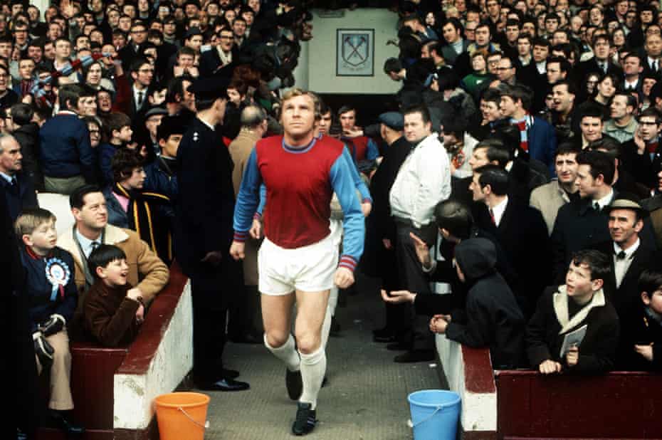 Bobby Moore leads out West Ham at the Boleyn Ground, Upton Park, New Year’s Day 1970. 