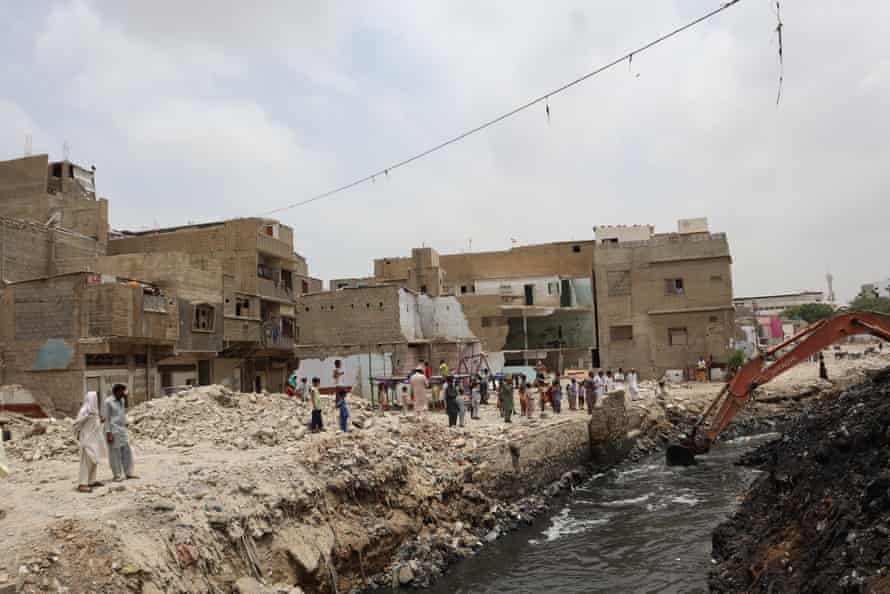 Bulldozed and damaged houses in Gujjar nullah as the demolitions progress.