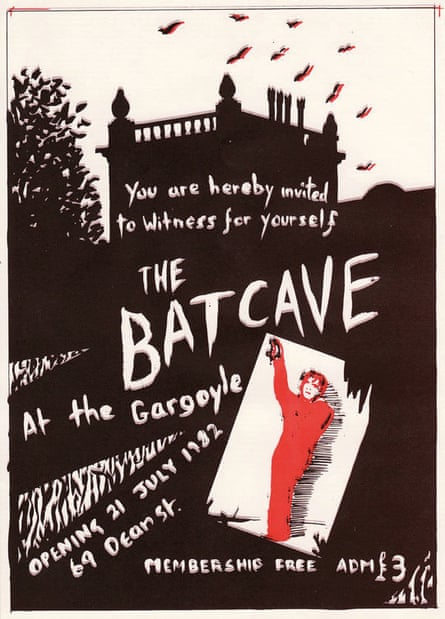 Fright night … a flyer for the first night of the Batcave in 1982.