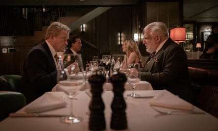 Crunch talks … Bonneville and Simon Russell Beale in the comedy drama.
