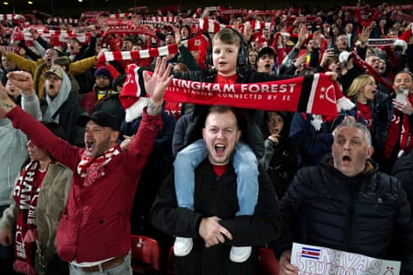 Nottingham Forest fans in the stands during the Premier League match at The City Ground.