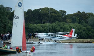 Sydney Seaplanes after landing on Lake Burley Griffin.