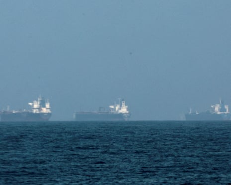 three tankers pictured off the coast of Fujairah, UAE