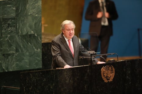António Guterres pictured at UN headquarters on Thursday