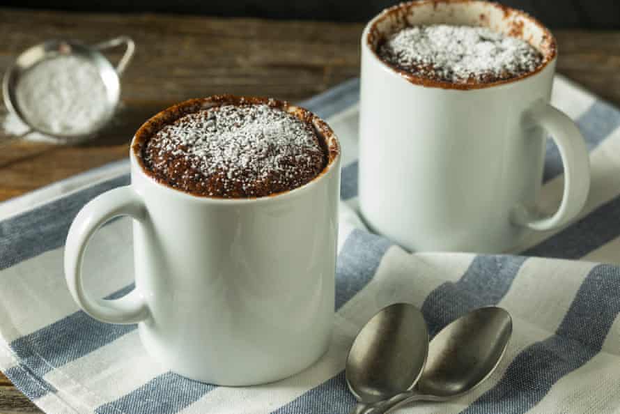 Homemade microwave chocolate mug cakes.